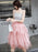 Pretty Sequins Pink Tulle Short Prom Dresses, Layered Pink Tulle Homecoming Dresses, Pink Formal Evening Dresses 