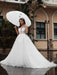 Pricess Wedding Dress Lace Bodice Tulle Satin Fabric Sweep Train Applique Wedding Gown