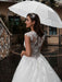 Pricess Wedding Dress Lace Bodice Tulle Satin Fabric Sweep Train Applique Wedding Gown