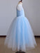 Elsa Flower Girl Dresses Square Neck Sleeveless Lace Kids Party Dresses