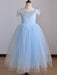 Elsa Flower Girl Dresses Square Neck Sleeveless Lace Kids Party Dresses