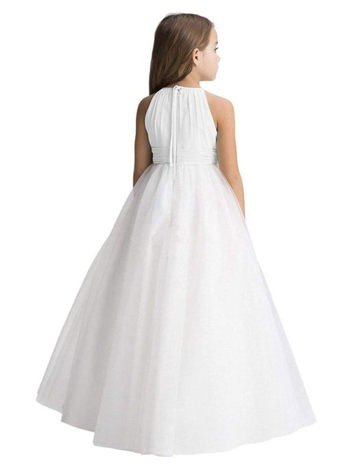 Flower Girl Dresses Jewel Neck Organza Sleeveless Ankle Length Princess Silhouette Pleated Kids Party Dresses