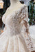 Princess Sleeves Sheer Neck Ball Gown Lace Long Wedding Dress - Wedding Dresses
