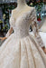 Princess Sleeves Sheer Neck Ball Gown Lace Long Wedding Dress - Wedding Dresses