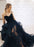 Princess V Neck Dark Navy Blue Tulle Long Prom Dresses, V Neck Dark Navy Blue Formal Dresses, Navy Blue Evening Dresses