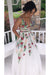 Princess V Neck Floral Embroidery Dress with Pocket Long Lace Prom Dresses - Prom Dresses