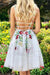 Princess V Neck Floral Embroidery Dress with Pocket Long Lace Prom Dresses - Prom Dresses