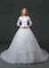 Princess Wedding Dress Off The Shoulder Lace Beading Bridal Gown White Half Sleeve Ball Gown Bridal Dress With Cathedral Train