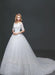 Princess Wedding Dress Off The Shoulder Lace Beading Bridal Gown White Half Sleeve Ball Gown Bridal Dress With Cathedral Train