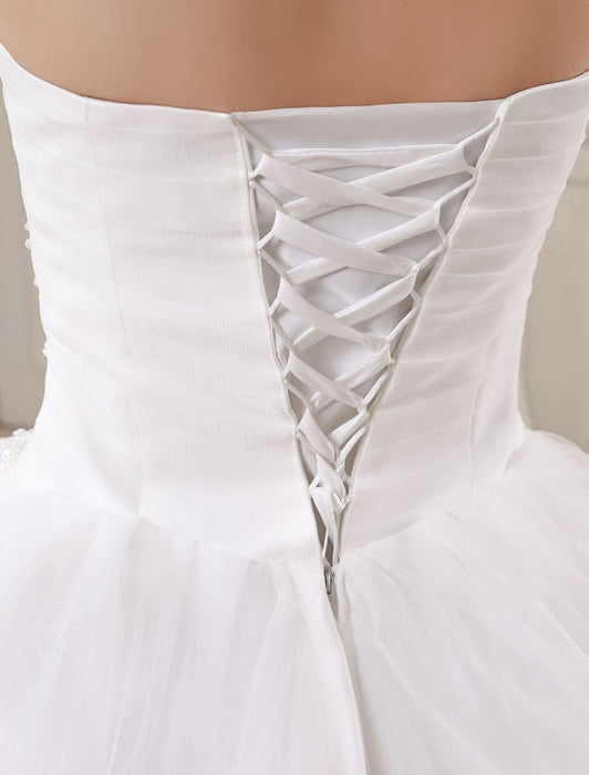 Princess Wedding Dresses Ivory Ball Gown Bridal Dress Strapless Sweeth ...