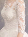 Princess Wedding Dresses Lace Illusion Neckline Half Sleeve Floor Length Bridal Gown