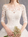 Princess Wedding Dresses Lace Illusion Neckline Half Sleeve Floor Length Bridal Gown