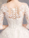 Princess Wedding Dresses Lace Illusion Neckline Half Sleeve Floor Length Bridal Gown