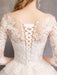 Princess Wedding Dresses Lace Illusion Neckline Half Sleeve Floor Length Bridal Gown