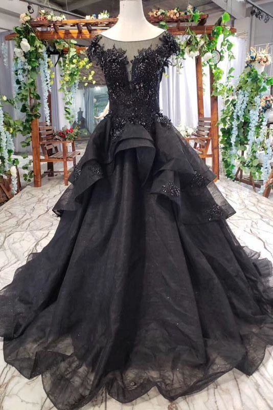 Black puffy ball store gown