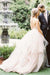 Puffy Spaghetti Straps V Neck Backless Asymmetrical Light Pink Long Wedding Dress - Wedding Dresses