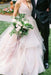 Puffy Spaghetti Straps V Neck Backless Asymmetrical Light Pink Long Wedding Dress - Wedding Dresses