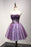 Purple Strapless Sleeveless Appliques Flower Short Formal Dresses with Beads - Prom Dresses