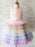 Flower Girl Dresses Rainbow Color Jewel Neck Tulle Sleeveless Knee Length Princess Silhouette Pearls Kids Social Party Dresses