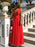 Red A Line V Neck Floor Length Pleated Chiffon Long Prom Dresses, V Neck Red Formal Dresses, Evening Dresses