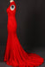 Red High Neck Sleeveless Satin Evening Dress Appliques Prom Dresses - Prom Dresses