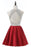 Red Jewel Satin Short Prom Dress with Beads A Line Sparkly Homecoming Dresses - Prom Dresses