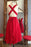 Red Knee Length Deep V Neck Sleeveless Chiffon Prom Homecoming Dress - Prom Dresses