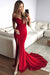 Red Off the Shoulder Split Mermaid Prom Dress Long Formal Dresses with Slit - Prom Dresses