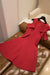 Red Satin Homecoming Dresses A Line Cute Short Sleeves Sweet 16 Dress - Prom Dresses