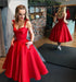 Red Straps Tea Length Satin Homecoming A Line Sleeveless Graduation Dresses - Prom Dresses