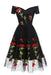 Retro Off the Shoulder Tulle Black Party with Flowers Knee Length Homecoming Dress - Prom Dresses