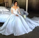 Romantic Lace Satin Skirt with Long Sleeves Illusion Back Wedding Dress - Wedding Dresses