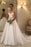 Romantic V Neck Beach with Lace Appliques A Line Wedding Dress - Wedding Dresses