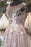 Round Neck Backless Grey Lace Floral Long Prom Dresses, Backless Gray Formal Dresses, 3D Flower Gray Evening Dresses