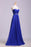 Royal Blue Floor Length Chiffon Prom Rhinestone Belt Evening Dress with Pleats - Prom Dresses