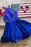 Royal Blue High Neck Satin Short Homecoming with Lace Top Cute Prom Dress - Prom Dresses