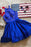 Royal Blue High Neck Satin Short Homecoming with Lace Top Cute Prom Dress - Prom Dresses