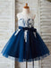 Flower Girl Dresses Jewel Neck Lace Sleeveless Knee Length Princess Silhouette Sash Kids Party Dresses