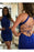 Royal Blue Sexy Sheath Short Formal Dresses Sparkly High Neck Mini Homecoming Dress - Prom Dresses