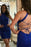 Royal Blue Sexy Sheath Short Formal Dresses Sparkly High Neck Mini Homecoming Dress - Prom Dresses