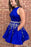 Royal Blue Simple Short Homecoming with Beading A Line Sleeveless Satin Prom Dress - Prom Dresses