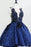 Royal Blue Sleeveless Lace Homecoming A Line Short Graduation Dress with Appliques - Prom Dresses