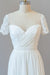 Ruffle Short Sleeve Chiffon A-line Wedding Dress - Wedding Dresses