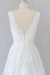 Ruffle V-neck Lace Tulle A-line Wedding Dress - Wedding Dresses