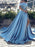 Satin A-Line Court Train Off-the-Shoulder Prom Dresses - Prom Dresses