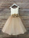 Flower Girl Dresses Satin Jewel Neck Sleeveless Flowers Ankle Length Sash Kids Party Dresses