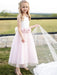 Flower Girl Dresses Satin Jewel Neck Sleeveless Flowers Ankle Length Sash Kids Party Dresses