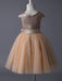 Flower Girl Dresses Champagne Sequined Tutu Pageant Dress Toddlers Cap Sleeves Tulle Short Kids Party Dresses
