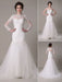 Sequined Wedding Dress Detachable Neckline Lace Applique Mermaid Court Train Bridal Dress misshow