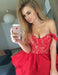 Sexy A-Line Off-The-Shoulder Red Tiered Homecoming With Lace Short Prom Dress - Prom Dresses
